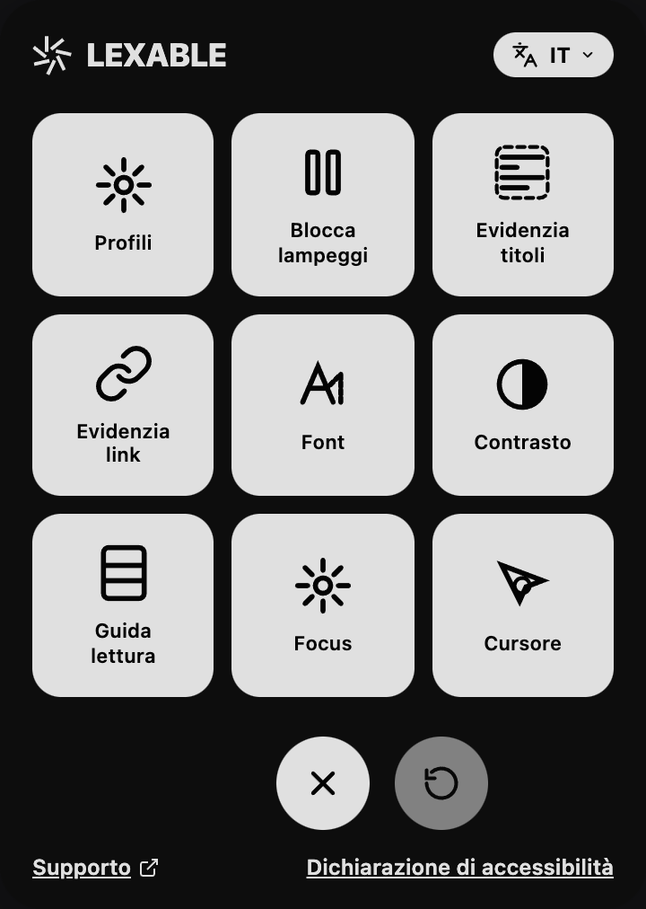 Pannello widget LEXABLE in nero