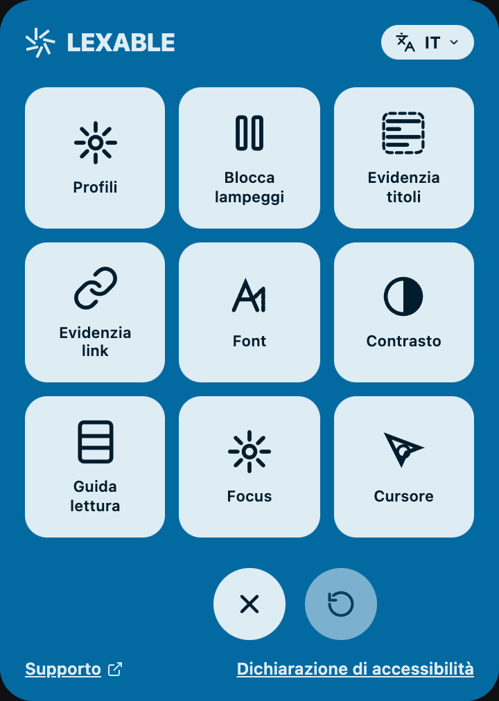 Pannello widget LEXABLE in blu