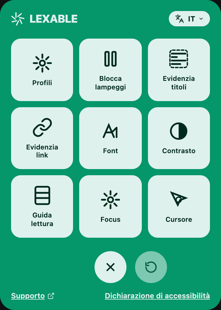 Pannello widget LEXABLE in verde
