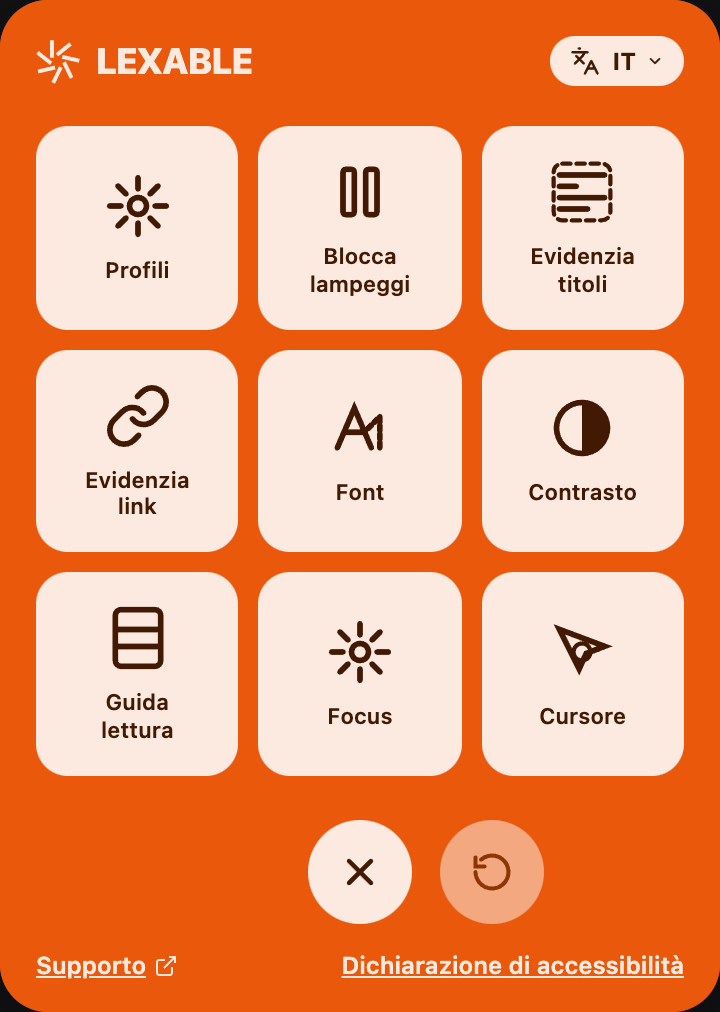 Pannello widget LEXABLE in arancio
