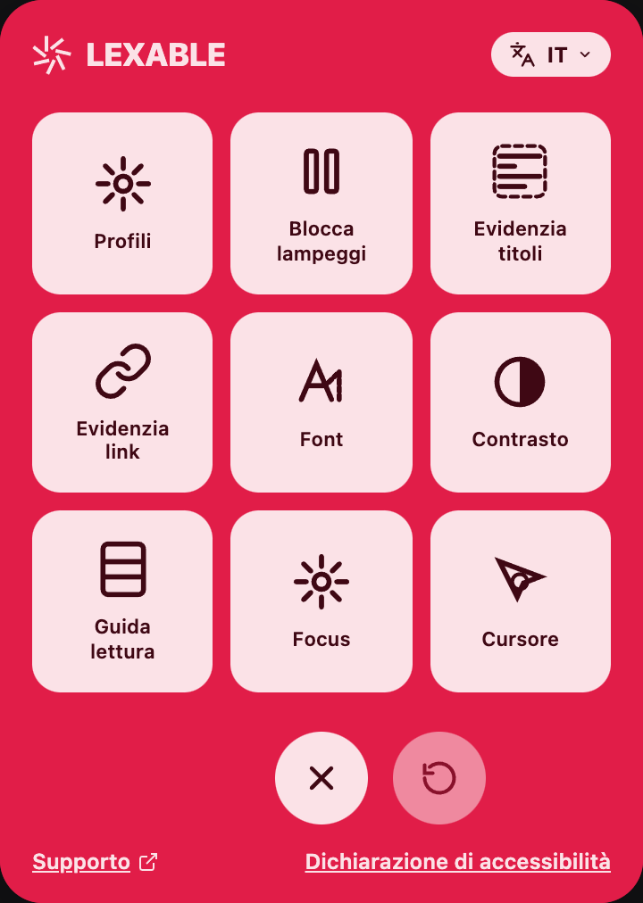 Pannello widget LEXABLE in rosa