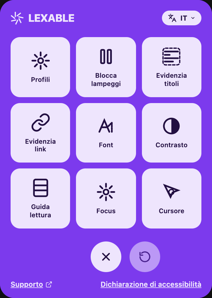 Pannello widget LEXABLE in violetto