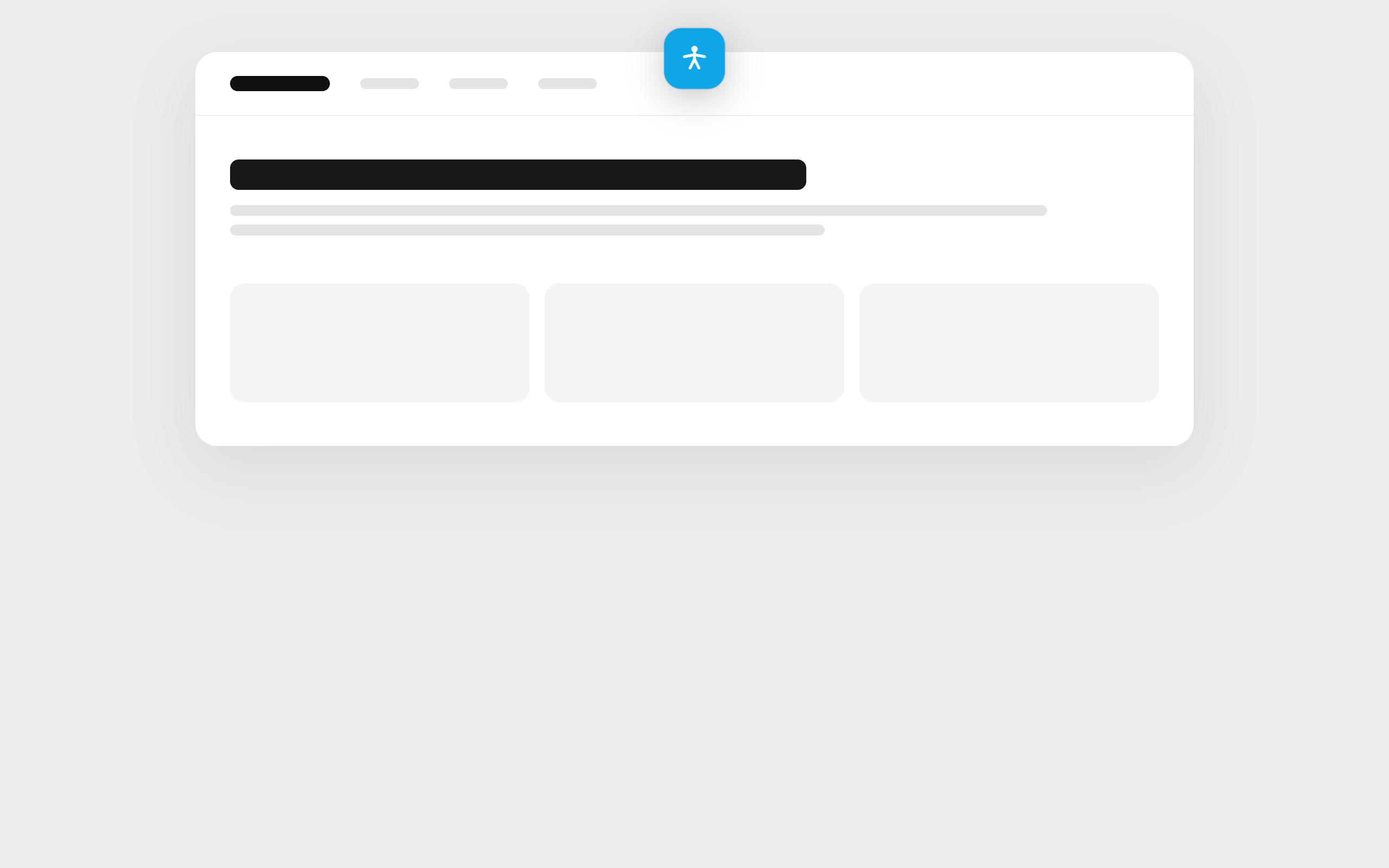Widget posizionato in alto al centro